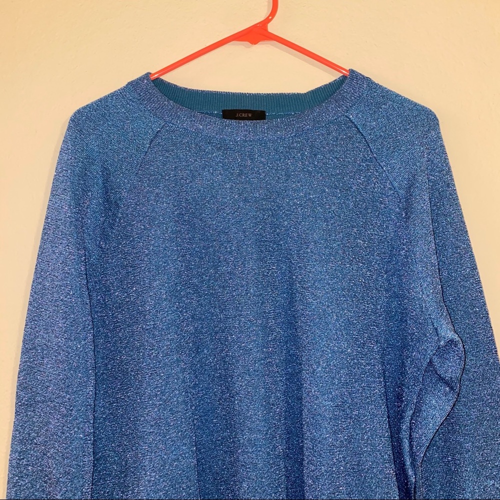 J. CREW blue Sparkle Side Slit sweater - Picture 4 of 9
